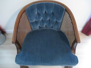 Mid Century Broyhill Woven Cane And Wood Barrell Back Arm Chair