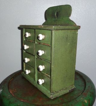 Tiny Painted Spice Cabinet/Box/Cupboard/Green Paint/Chest - AAFA - 9 