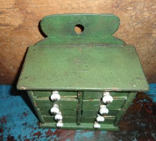 Tiny Painted Spice Cabinet/Box/Cupboard/Green Paint/Chest - AAFA - 9 