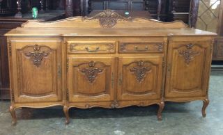 Antique French Country Sideboard Server Buffet Cabinet Cupboard Oak Louis Xv