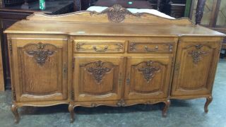 Antique French Country Sideboard Server Buffet Cabinet Cupboard Oak Louis XV 2