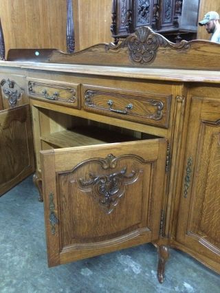 Antique French Country Sideboard Server Buffet Cabinet Cupboard Oak Louis XV 5