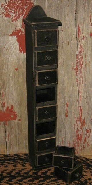 Tall BLACK Spice CABINET 8 Drawers Primitive Home/French Country Farmhouse Decor 2