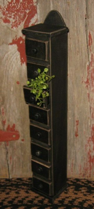 Tall BLACK Spice CABINET 8 Drawers Primitive Home/French Country Farmhouse Decor 3