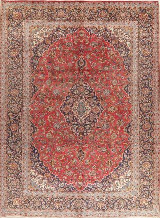 VINTAGE 10x13 TRADITIONAL FLORAL ORIENTAL AREA RUG HAND - KNOTTED RED WOOL CARPET 2