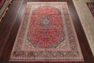 VINTAGE 10x13 TRADITIONAL FLORAL ORIENTAL AREA RUG HAND - KNOTTED RED WOOL CARPET 3