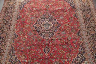 VINTAGE 10x13 TRADITIONAL FLORAL ORIENTAL AREA RUG HAND - KNOTTED RED WOOL CARPET 4