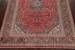 VINTAGE 10x13 TRADITIONAL FLORAL ORIENTAL AREA RUG HAND - KNOTTED RED WOOL CARPET 5