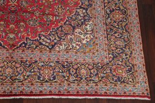 VINTAGE 10x13 TRADITIONAL FLORAL ORIENTAL AREA RUG HAND - KNOTTED RED WOOL CARPET 6