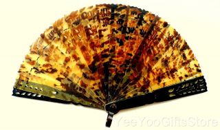 Fine & Antique European/asian Pierced Faux Tortoise Shell Brise Fan