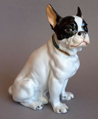 Meissen Porcelain Boston Terrier French Bulldog Dog Figurine Ca.  1930 