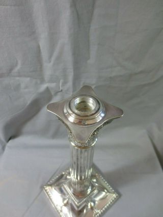 ANTIQUE VICTORIAN SILVER PLATED CORINTHIAN COLUMN OIL LAMP BASE 13 