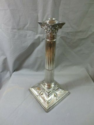 ANTIQUE VICTORIAN SILVER PLATED CORINTHIAN COLUMN OIL LAMP BASE 13 