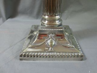 ANTIQUE VICTORIAN SILVER PLATED CORINTHIAN COLUMN OIL LAMP BASE 13 