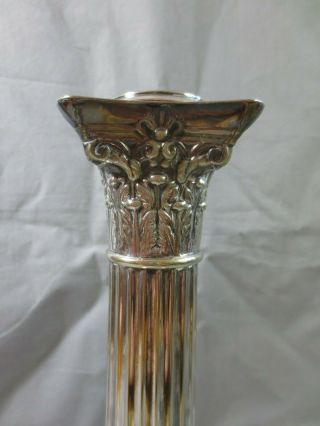 ANTIQUE VICTORIAN SILVER PLATED CORINTHIAN COLUMN OIL LAMP BASE 13 