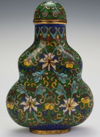 Antique 19th C.  Chinese Cloisonne Enamel Snuff Bottle