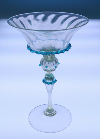 11 Antique Venetian Uranium Glass Cocktail Martini Wine Iridescent Glasses Italy 4