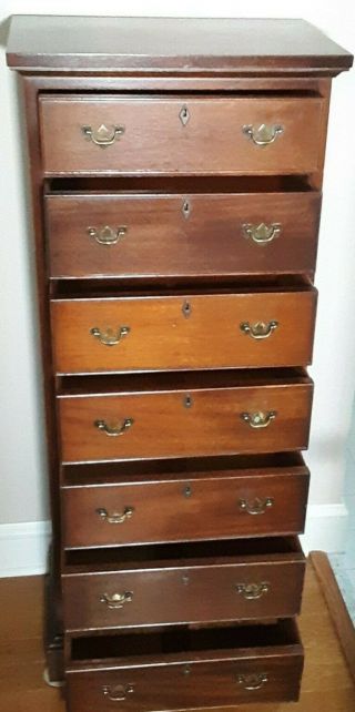 VTG CRAFTIQUE 7 - Drawer Solid Mahogany Chippendale - Style Tall Chest of Drawers 3
