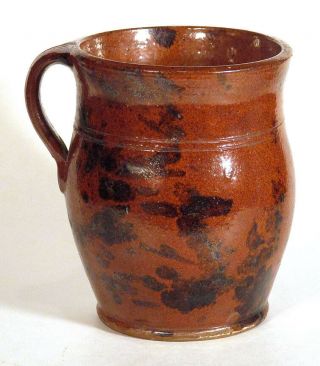 Early 1800s Antique Redware Stewpot Jug Pitcher England Pennsylvania Pottery