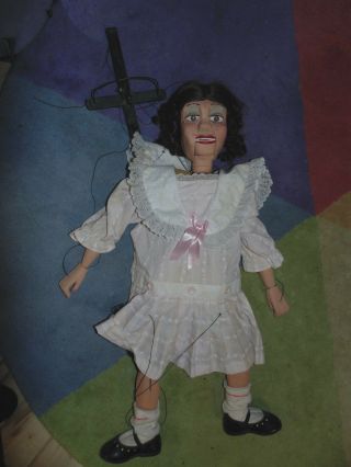 Large Professional Marionette Puppet Vintage Folk Art Ventriloquist Girl