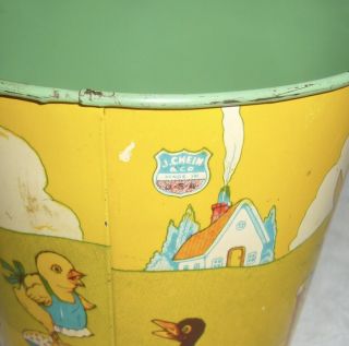 VINTAGE CHEIN TIN LITHO TOY PAIL HALLOWEEN CANDY CONTAINER W/ PUMPKIN,  BUNNIES 4