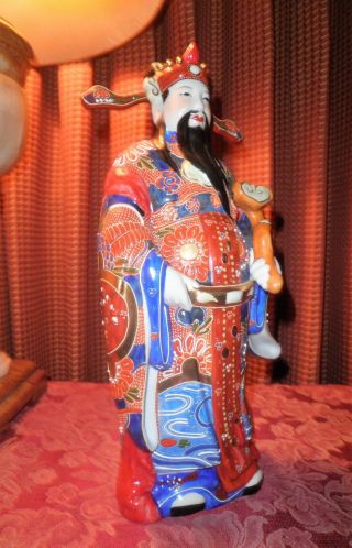 VINTAGE HAND PAINTED CHINESE PORCELAIN LU GOD OF PROSPERITY FIGURINE STATUE 8