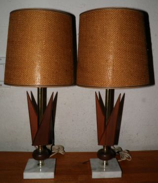 Pair Mid Century Modern George Nelson,  Eames Era Desk Lamps 6x24 " H 1950s Solid