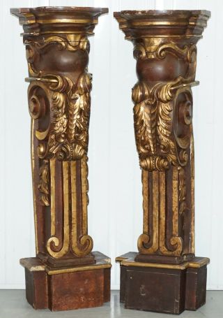 Old Ship Style Pillars Column Pedestals Jardiniere Stands Carved Wood