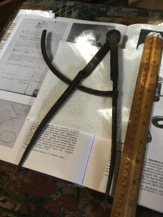Revolutionary War 18th Century Forge Iron American Compass Dividers 10 “