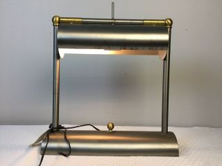 Rare George Kovacs Brass & Steel Desk Bankers Lamp Mid Century Modern Industrial