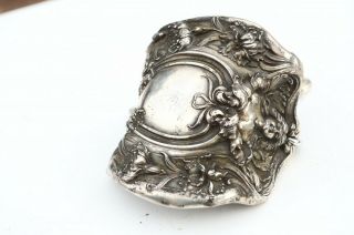 Antique Art Nouveau Silver Cuff Bracelet Goddess Gladiator Wide Floral Bracer 3