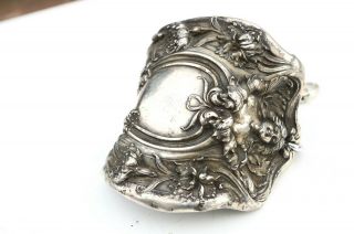 Antique Art Nouveau Silver Cuff Bracelet Goddess Gladiator Wide Floral Bracer 4