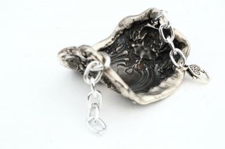 Antique Art Nouveau Silver Cuff Bracelet Goddess Gladiator Wide Floral Bracer 5