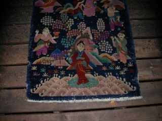 SUMMER ANTIQUE 1930 ' S PICTORAL CHINESE ART DECO RUG 2.  3X4.  3 2