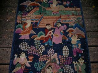 SUMMER ANTIQUE 1930 ' S PICTORAL CHINESE ART DECO RUG 2.  3X4.  3 4