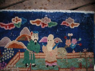 SUMMER ANTIQUE 1930 ' S PICTORAL CHINESE ART DECO RUG 2.  3X4.  3 5