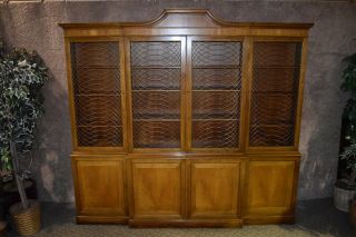 Vintage Baker Two Piece Inlaid Mahogany Mid Century Bookcase/China Cabinet 2