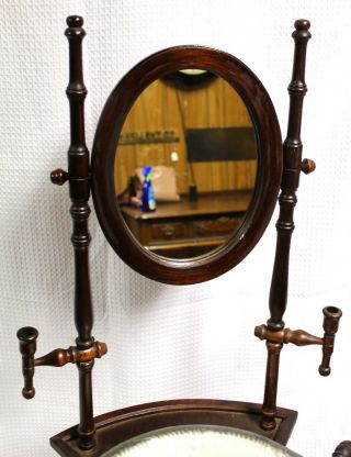 Vintage American Jacobean Revival Cherry Wash Stand with Mirror,  Pitcher & Bowl 3