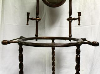 Vintage American Jacobean Revival Cherry Wash Stand with Mirror,  Pitcher & Bowl 4