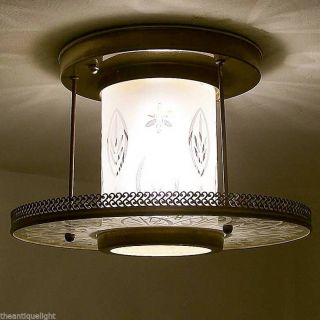 528 Vintage 50s 60s Ceiling Light Lamp Fixture Virden MidCentury Retro 1 of 2 5