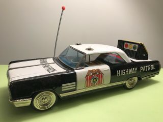 Vintage Japan 15” Rare Tin Toy Car Buick Police Ichiko Higway Patrol Battery Op.