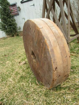 Antique Wood Pulley Wheel 18 