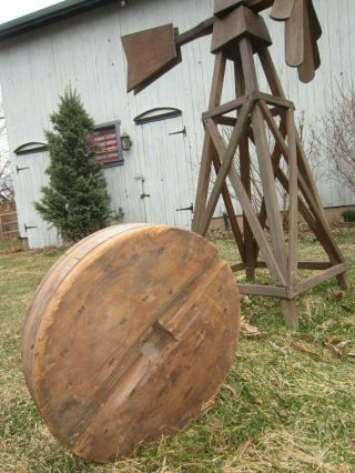 Antique Wood Pulley Wheel 18 