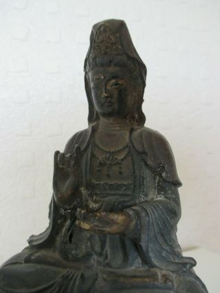 Chinese Oriental Cold Painted Bronze Figure Of Deity Gwanyin
