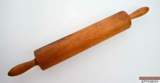 Antique Primitive Solid Maple Rolling Pin 18 1/4 " Hard Wood One Piece Kitchen