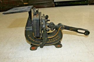 Antique Printing Press J Cook & Co.  Meriden Conn Dated 1875 Very Rare