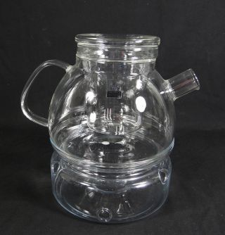 Mcm Bauhaus Wilhelm Wagenfeld German Jena Hand Made Glass Tea Pot Warmer Infuser