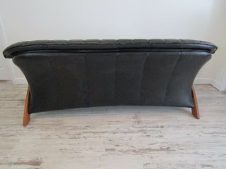 Vintage Teak Danish Leather Sofa Mid Century Modern Ekornes Style 10