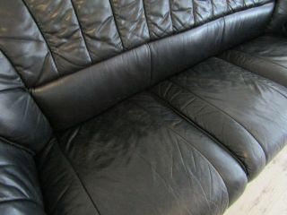 Vintage Teak Danish Leather Sofa Mid Century Modern Ekornes Style 11