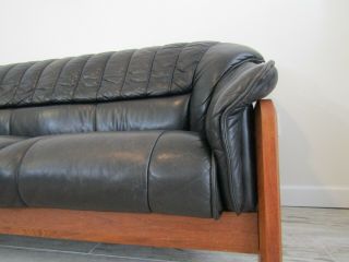 Vintage Teak Danish Leather Sofa Mid Century Modern Ekornes Style 6